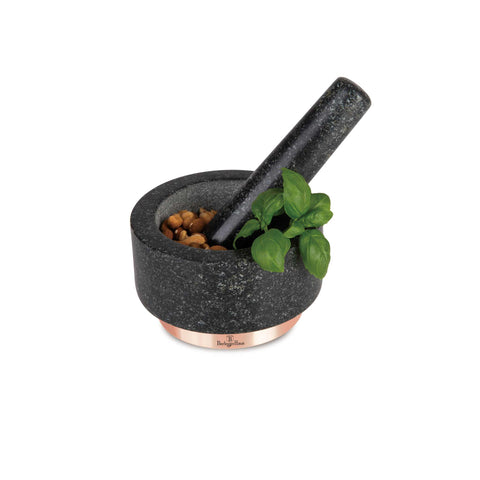 BH/8608, Mortero, Negro, Oro rosa, Mortero, Granito, Utensilios de cocina, Mortero