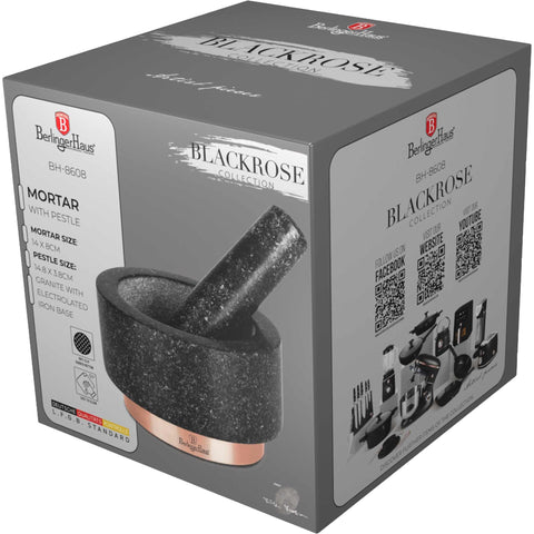 BH/8608, Mortero, Negro, Oro rosa, Mortero, Granito, Utensilios de cocina, Mortero