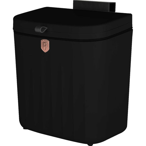 BH/8609, Papelera colgante de 7 l, color negro y oro rosa, papelera, cubo de basura, cubo de basura