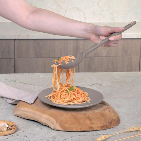 BH/8618, juego de herramientas de cocina de 6 piezas con soporte, gris topo mate, juego de herramientas de cocina de 6 piezas con soporte, juego de herramientas de cocina, herramientas de cocina, utensilios de cocina, utensilios de cocina, aparatos de cocina, cucharón para sopa, cuchara de cocina, espumadera, cucharón para espaguetis, espátula ranurada, soporte, juego de utensilios