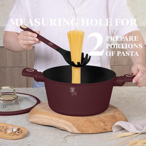 BH/8620, juego de utensilios de cocina de 6 piezas con soporte, burdeos mate, juego de utensilios de cocina de 6 piezas con soporte, juego de herramientas de cocina, herramientas de cocina, utensilios de cocina, utensilios de cocina, aparatos de cocina, cucharón para sopa, cuchara de cocina, espumadera, cucharón para espaguetis, espátula ranurada, soporte, juego de utensilios