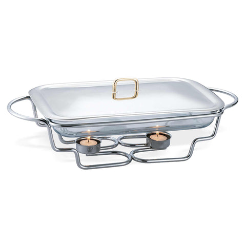 Product image of Food warmer rectlange 3L. Part of the Black Rose Collection . Features: • Material: stainless steel and SABINEX glass • Rose gold knob • Capacity: 3L. (Studio view). Official Berlinger Haus product, boosted by Promintra sl.