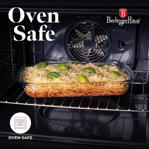 Product image of Food warmer rectlange 2x1,5L. Part of the Black Rose Collection . Features: • Material: stainless steel and SABINEX glass • Rose gold knob • Capacity: 2*1,5L. (Studio view). Official Berlinger Haus product, boosted by Promintra sl.