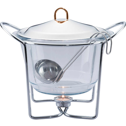 Product image of Soup warmer 4L. Part of the Black Rose Collection . Features: • Material: stainless steel and SABINEX glass • Rose gold knob • Capacity: 4L. (Studio view). Official Berlinger Haus product, boosted by Promintra sl.