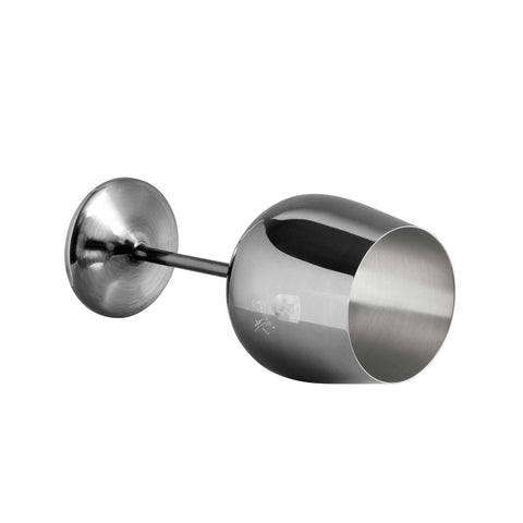 Product image of 2pcs metal wine glass set. Part of the Black Vantage Collection/Matte Black Collection/Black Silver Collection/Eternal Collection/Anthracite Collection . Features: • Material: 18/10 stainless steel • Capacity: 400 ml • 2 pcs set • Color: stainless steel. (Studio view). Official Berlinger Haus product, boosted by Promintra sl.