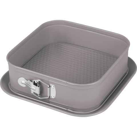 Product image of Square springform 28x28cm. Part of the Taupe Collection . Features: • Material: carbon steel with non-stick titanPro coating • Size: 23,8*23,8*8 cm • Base size: 28*28 cm • Color: matt taupe. (Studio view). Official Berlinger Haus product, boosted by Promintra sl.