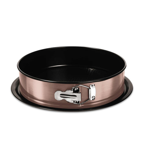 BH/8695, Forma Redonda de Fundo Removível 26x6,8cm, Ouro Rosa, Utensílios de Cozinha, Forma Redonda de Fundo Removível, Forma Redonda de Fundo Removível, Bolo, Assar, Acoplamento