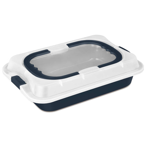 BH/8707, Asador rectangular con tapa, azul mate, utensilios para hornear - asador rectangular, asador rectangular, asador rectangular con tapa, asador, utensilios para hornear, hornear, Berlinger Haus, Promintra
