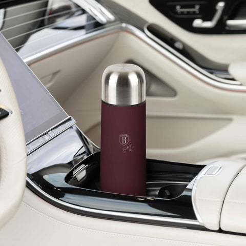 Product image of Vacuum flask 0,75L. Part of the Leonardo Collection . Features: • Material: inner body 18/10 stainless steel with matt powder coating • Capacity: 0,75 L • Color: matt bordeaux • Packing: half giftbox. (Studio view). Official Berlinger Haus product, boosted by Promintra sl.