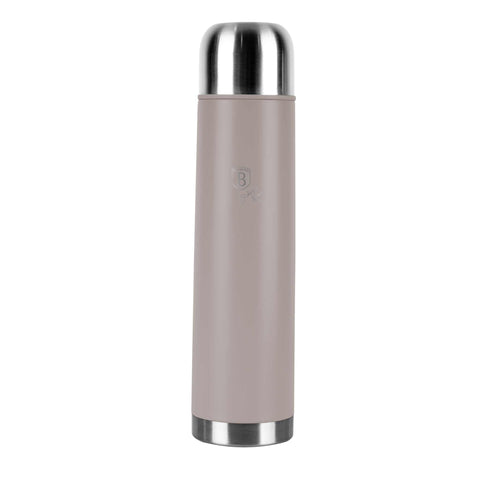 Imatge del producte de la termos de buit d'1,0 L. Part de la col·lecció Taupe. Característiques: • Material: cos interior d'acer inoxidable 18/10 amb recobriment en pols mat • Capacitat: 1,0 L • Color: taupe mat • Embalatge: mitja caixa de regal. (Vista d'estudi). Producte oficial de Berlinger, impulsat per Promintra sl.