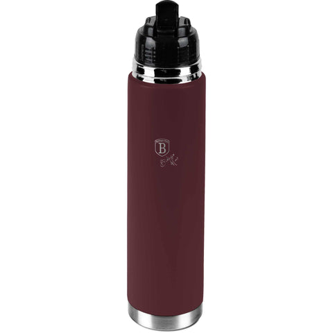 Imatge del producte de la termos de buit d'1,0 L. Part de la col·lecció Leonardo. Característiques: • Material: cos interior d'acer inoxidable 18/10 amb recobriment en pols mat • Capacitat: 1,0 L • Color: bordeus mat • Embalatge: mitja caixa de regal. (Vista d'estudi). Producte oficial de Berlinger, impulsat per Promintra sl.
