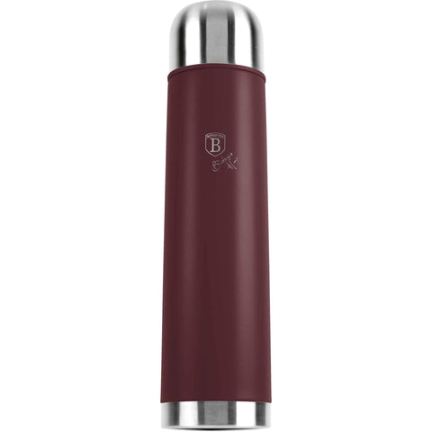 Imatge del producte de la termos de buit d'1,0 L. Part de la col·lecció Leonardo. Característiques: • Material: cos interior d'acer inoxidable 18/10 amb recobriment en pols mat • Capacitat: 1,0 L • Color: bordeus mat • Embalatge: mitja caixa de regal. (Vista d'estudi). Producte oficial de Berlinger, impulsat per Promintra sl.