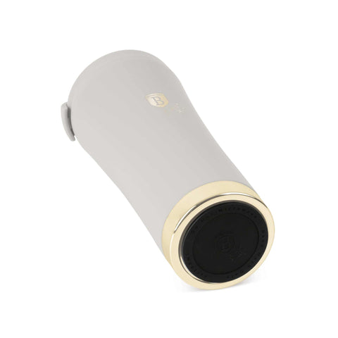 Product image of Coffee mug 0,5L. Part of the Sahara Collection . Features: • High resistance painting • Material: inner body 18/10 stainless steel, cap: plastic • Capacity: 0,5 L • Color: matt cream • Packing: half giftbox. (Studio view). Official Berlinger Haus product, boosted by Promintra sl.