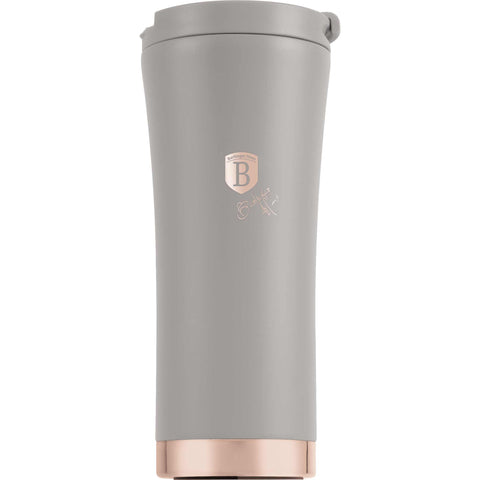 Product image of Coffee mug 0,5L. Part of the Taupe Collection . Features: • High resistance painting • Material: inner body 18/10 stainless steel, cap: plastic • Capacity: 0,5 L • Color: matt taupe • Packing: half giftbox. (Studio view). Official Berlinger Haus product, boosted by Promintra sl.