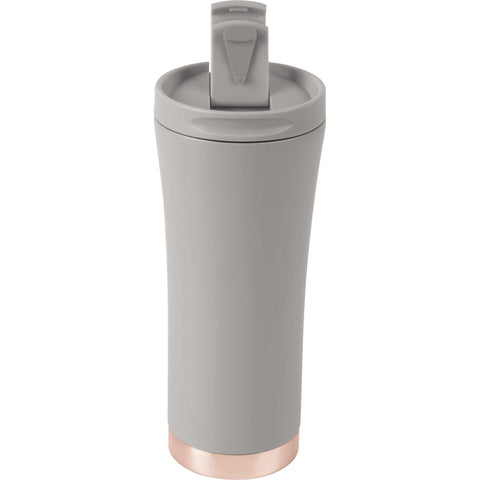 Product image of Coffee mug 0,5L. Part of the Taupe Collection . Features: • High resistance painting • Material: inner body 18/10 stainless steel, cap: plastic • Capacity: 0,5 L • Color: matt taupe • Packing: half giftbox. (Studio view). Official Berlinger Haus product, boosted by Promintra sl.
