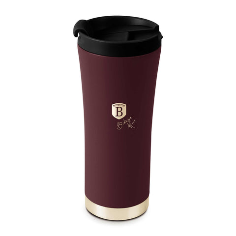 Product image of Coffee mug 0,5L. Part of the Leonardo Collection . Features: • High resistance painting • Material: inner body 18/10 stainless steel, cap: plastic • Capacity: 0,5 L • Color: matt bordeaux • Packing: half giftbox. (Studio view). Official Berlinger Haus product, boosted by Promintra sl.