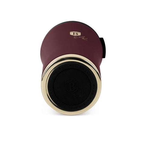 Product image of Coffee mug 0,5L. Part of the Leonardo Collection . Features: • High resistance painting • Material: inner body 18/10 stainless steel, cap: plastic • Capacity: 0,5 L • Color: matt bordeaux • Packing: half giftbox. (Studio view). Official Berlinger Haus product, boosted by Promintra sl.