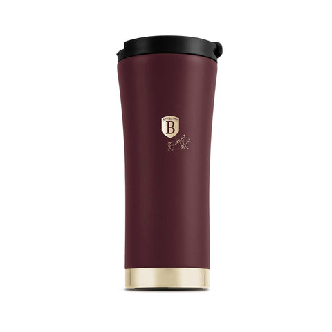 Product image of Coffee mug 0,5L. Part of the Leonardo Collection . Features: • High resistance painting • Material: inner body 18/10 stainless steel, cap: plastic • Capacity: 0,5 L • Color: matt bordeaux • Packing: half giftbox. (Studio view). Official Berlinger Haus product, boosted by Promintra sl.