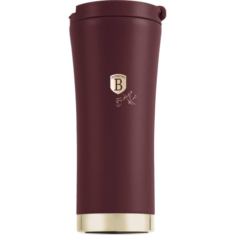 Product image of Coffee mug 0,5L. Part of the Leonardo Collection . Features: • High resistance painting • Material: inner body 18/10 stainless steel, cap: plastic • Capacity: 0,5 L • Color: matt bordeaux • Packing: half giftbox. (Studio view). Official Berlinger Haus product, boosted by Promintra sl.