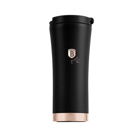BH/8735, Caneca de Café de 0,5 L, Preta, Ouro Rosa, Xícara de Café, Caneca Térmica para Café, Garrafa, Pote