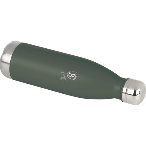 Imatge del producte de l'ampolla termos de 0,5L. Forma part de la col·lecció Verd Mat. Característiques: • Material: cos interior d'acer inoxidable 18/10 amb recobriment en pols mat • Capacitat: 0,5 L • Color: verd mat • Embalatge: mitja caixa de regal. (Vista d'estudi). Producte oficial de Berlinger, impulsat per Promintra sl.