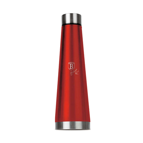 Imatge del producte de l'ampolla termos de 0,4L. Forma part de la Metallic Line Burgundy Edition. Característiques: • Material: cos interior d'acer inoxidable 18/10 • Capacitat: 0,4 L • Color: bordeus metàl·lic • Embalatge: mitja caixa de regal. (Vista d'estudi). Producte oficial de Berlinger, impulsat per Promintra sl.