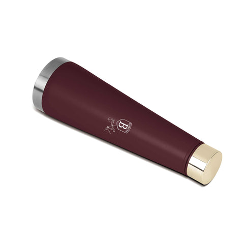 Product image of Vacuum flask bottle shape 0,4L. Part of the Leonardo Collection . Features: • Material: inner body 18/10 stainless steel with matt powder coating • Capacity: 0,4 L • Color: matt bordeaux • Packing: half giftbox. (Studio view). Official Berlinger Haus product, boosted by Promintra sl.