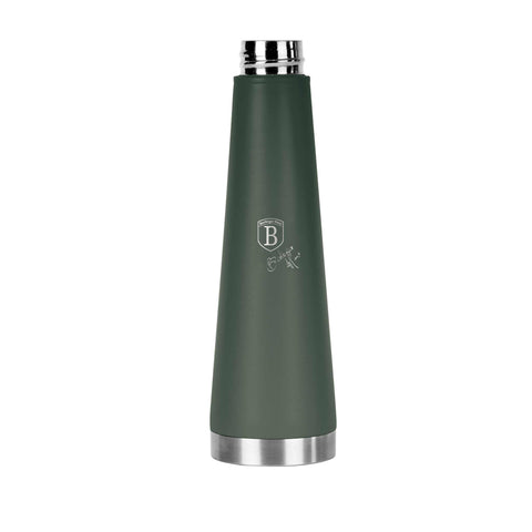 Imatge del producte de l'ampolla termos de 0,4L. Forma part de la col·lecció Verd Mat. Característiques: • Material: cos interior d'acer inoxidable 18/10 amb recobriment en pols mat • Capacitat: 0,4 L • Color: verd mat • Embalatge: mitja caixa de regal. (Vista d'estudi). Producte oficial de Berlinger, impulsat per Promintra sl.
