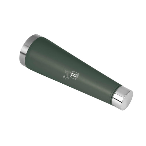 Imatge del producte de l'ampolla termos de 0,4L. Forma part de la col·lecció Verd Mat. Característiques: • Material: cos interior d'acer inoxidable 18/10 amb recobriment en pols mat • Capacitat: 0,4 L • Color: verd mat • Embalatge: mitja caixa de regal. (Vista d'estudi). Producte oficial de Berlinger, impulsat per Promintra sl.