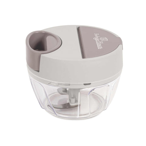 Product image of Pull chopper. Part of the Taupe Collection/Sahara Collection . Features: • Material: stainless steel, plastic • Capacity: 400 ml • Size: 12,5*9,5 cm • Color: cream- taupe. (Studio view). Official Berlinger Haus product, boosted by Promintra sl.