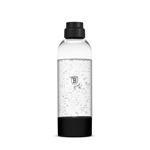 Product image of Soda maker bottle 1,0L. Part of the Black Vantage Collection/Matte Black Collection/Black Silver Collection . Features: • Material: PET plastic • Capacity: 1,0 L • Size: 27,7*8,5 cm • Color: black. (Conceptual view). Official Berlinger Haus product, boosted by Promintra sl.