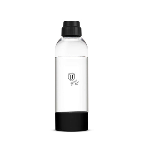 Product image of Soda maker bottle 1,0L. Part of the Black Vantage Collection/Matte Black Collection/Black Silver Collection . Features: • Material: PET plastic • Capacity: 1,0 L • Size: 27,7*8,5 cm • Color: black. (Conceptual view). Official Berlinger Haus product, boosted by Promintra sl.