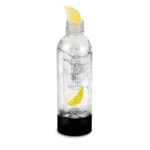 Product image of Soda maker bottle 1,0L. Part of the Black Vantage Collection/Matte Black Collection/Black Silver Collection . Features: • Material: PET plastic • Capacity: 1,0 L • Size: 27,7*8,5 cm • Color: black. (Conceptual view). Official Berlinger Haus product, boosted by Promintra sl.