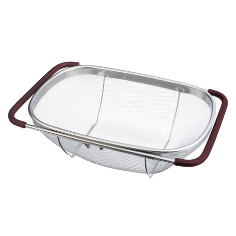 Product image of Flexible mesh basket with adjustable handles. Part of the kitchen accessories . Features: • Material: 18/10 stainless steel • Size: 34*24*11 cm. (Studio view). Official Berlinger Haus product, boosted by Promintra sl.