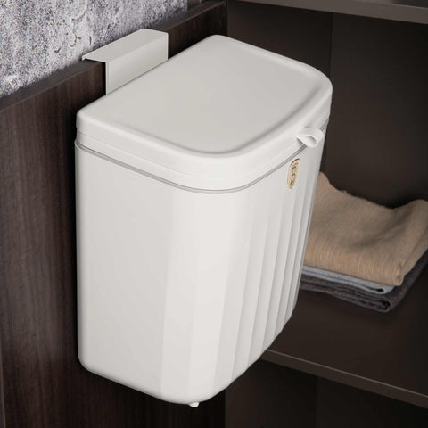 BH/8887, Cubo de basura colgante de 7 l, crema mate, cubo de basura, cubo de basura, polvo, utensilios de cocina, cubo de basura colgante