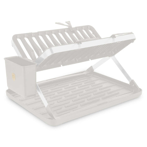 Product image of Dish rack. Part of the Sahara Collection . Features: • Material: stainless steel, plastic • Size: 48*35,4*27,2 cm • Removable tray • Extra hanging hooks • Color: cream. (Studio view). Official Berlinger Haus product, boosted by Promintra sl.