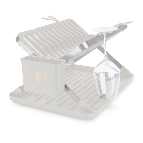 Product image of Dish rack. Part of the Sahara Collection . Features: • Material: stainless steel, plastic • Size: 48*35,4*27,2 cm • Removable tray • Extra hanging hooks • Color: cream. (Studio view). Official Berlinger Haus product, boosted by Promintra sl.
