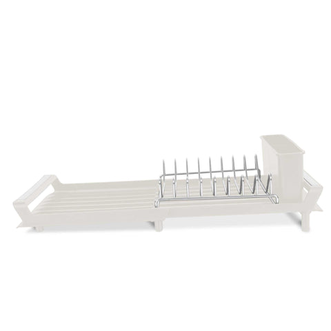 Product image of Adjustable dish rack. Part of the Sahara Collection . Features: • Material: stainless steel, plastic, iron • Size: 27,9-46,5*20*11,6 cm • Adjustable tray • Color: cream. (Studio view). Official Berlinger Haus product, boosted by Promintra sl.