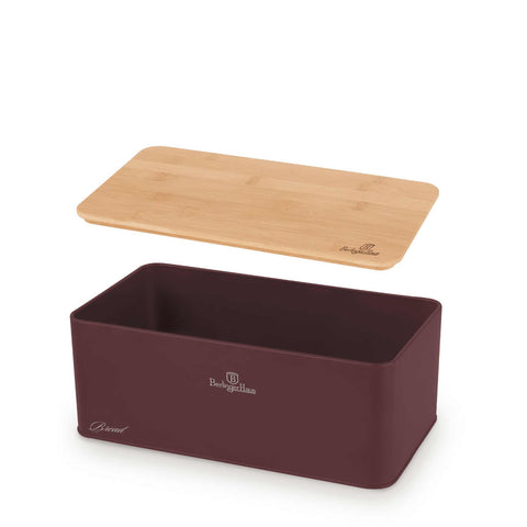 Product image of Bread box with 3pcs canister set. Part of the Leonardo Collection . Features: • Material: carbon steel with matt powder coating, bamboo • Include: • Bread box 33*18*12 cm • Sugar canister Ø10*13 cm • Tea canister Ø10*13 cm • .... (Studio view). Official Berlinger Haus product, boosted by Promintra sl.