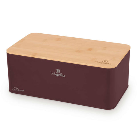 Product image of Bread box with 3pcs canister set. Part of the Leonardo Collection . Features: • Material: carbon steel with matt powder coating, bamboo • Include: • Bread box 33*18*12 cm • Sugar canister Ø10*13 cm • Tea canister Ø10*13 cm • .... (Studio view). Official Berlinger Haus product, boosted by Promintra sl.