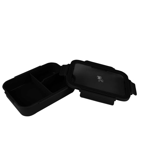 Imatge del producte de la carmanyola. Forma part de la col·lecció Black Vantage/Matte Black/Black Silver. Característiques: • Material: plàstic, silicona • Capacitat: • 24*18 cm, 1320 ml • Color: negre mat. (Vista d'estudi). Producte oficial de Berlinger, impulsat per Promintra sl.
