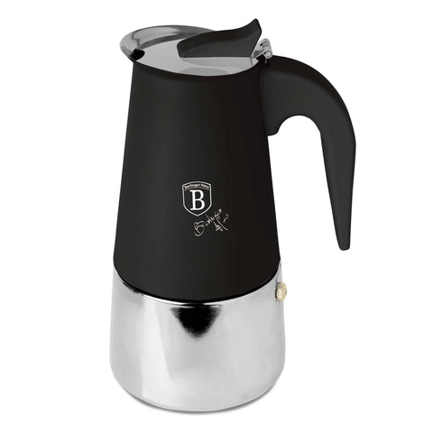 BH/8912, Cafetera de 6 tasses APTA PER INDUCCIÓ, Negre Mate, Cafetera, Cafetera d'acer inoxidable, Cafetera moka, Moka Express
