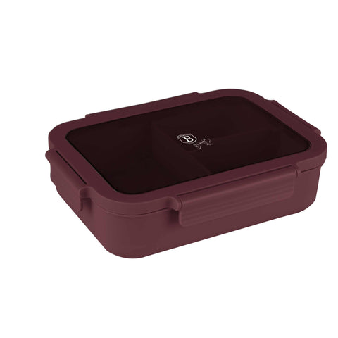 Product image of Lunch box. Part of the Leonardo Collection . Features: • Material: plastic, silicone • Capacity: • 24*18 cm, 1320 ml • Color: matt bordeaux. (Studio view). Official Berlinger Haus product, boosted by Promintra sl.