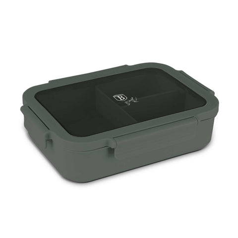 Product image of Lunch box. Part of the Matte Green Collection . Features: • Material: plastic, silicone • Capacity: • 24*18 cm, 1320 ml • Color: matt green. (Studio view). Official Berlinger Haus product, boosted by Promintra sl.