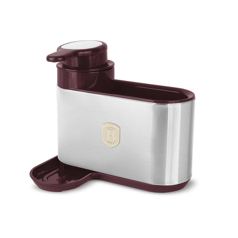 Product image of Soap dispenser. Part of the Leonardo Collection . Features: • Material: stainless steel, plastic • Size: 15,8*12,7*17,8 cm • Color: matt bordeaux. (Studio view). Official Berlinger Haus product, boosted by Promintra sl.