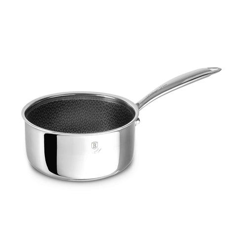 Product image of Sauce pan 16cm. Part of the Eternal Collection . Features: • Material: stainless steel with laser-cut surface • Size: 16*7 cm 1,1L REGISTERED DESIGN BY BERLINGER HAUS!. (Studio view). Official Berlinger Haus product, boosted by Promintra sl.