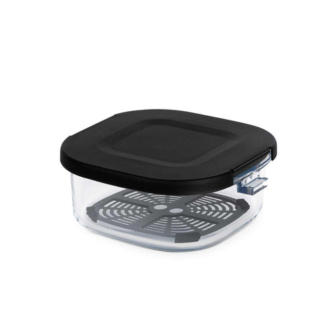 Product image of 2in1 glass air fryer 4L and 1,5L visible window. Part of the Black Rose Collection . Features: • Power: 220-240V, 50/60 Hz 1500W • Temperature control: 40-200℃ • Include: • Borosilicate glass bowl: 4 L • Borosilicate glass bowl: 1,5 L • 2 pcs.... (Studio view). Official Berlinger Haus product, boosted by Promintra sl.