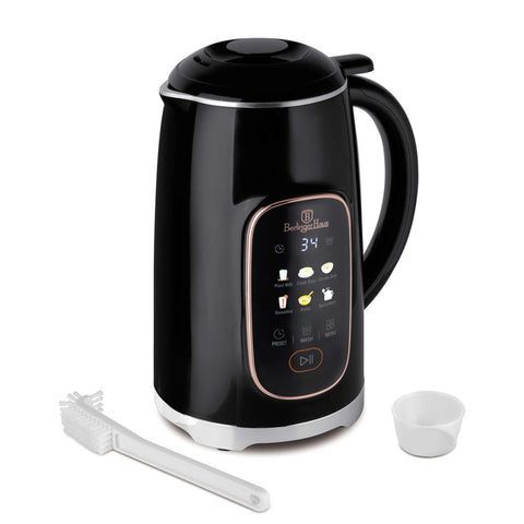 Product image of Soymilk and soup maker 1,2L. Part of the Black Rose Collection . Features: • Material: stainless steel, plastic • Max capacity: 1200 ml • Voltage: 220-240V, 50/60Hz • Heating power: 800-950W • Blending power 250W • Accesso.... (Studio view). Official Berlinger Haus product, boosted by Promintra sl.