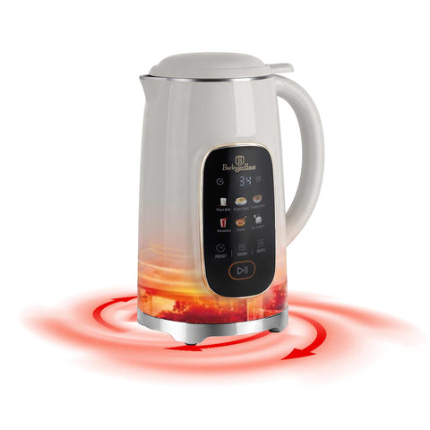 Product image of Soymilk and soup maker 1,2L. Part of the Sahara Collection . Features: • Material: stainless steel, plastic • Max capacity: 1200 ml • Voltage: 220-240V, 50/60Hz • Heating power: 800-950W • Blending power 250W • Accesso.... (Studio view). Official Berlinger Haus product, boosted by Promintra sl.