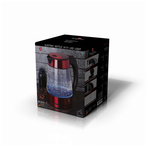 BH/9120, Hervidor eléctrico de cristal, color burdeos, rojo, hervidor eléctrico, eléctrico, hervidor eléctrico de cristal,Berlinger Haus, Promintra